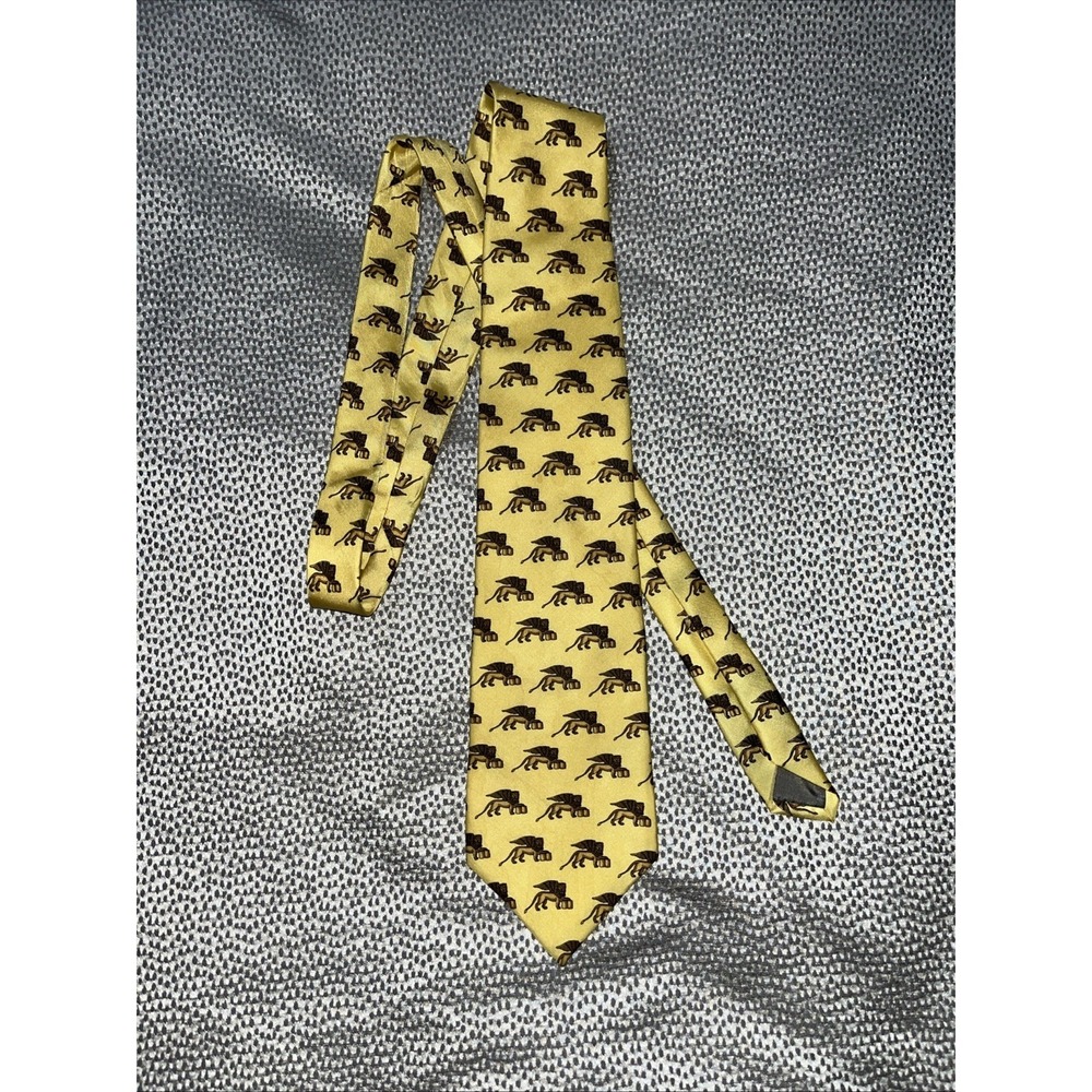 Vintage Fabris Venezia Tie 100% Silk Gold Lion Luxury Made in Italy Mens Necktie